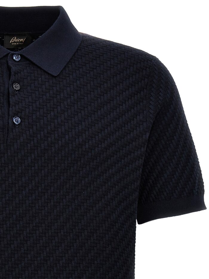 BRIONI Woven Knit Polo Shirt