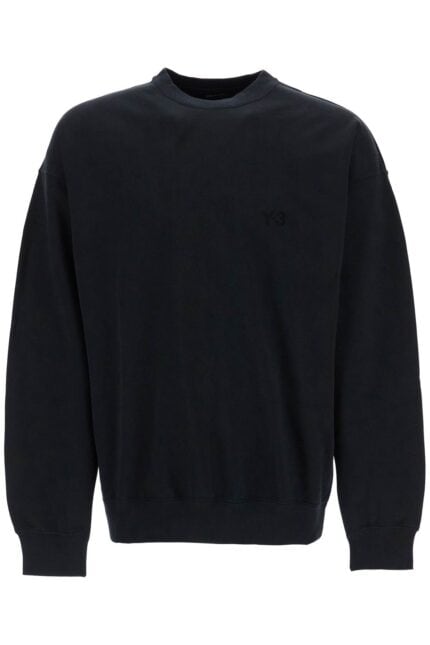 Y-3 Black Cotton Crewneck Sweatshirt With Tone-on-tone Logo