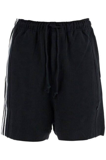 Y-3 Black Cotton Shorts With White Stripes