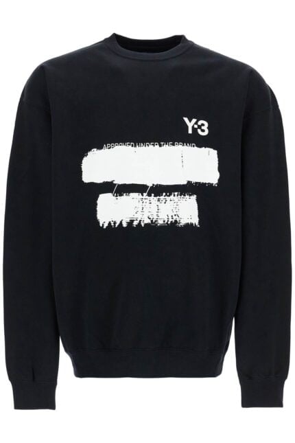 Y-3 Black Cotton Sweatshirt With Text Graphic