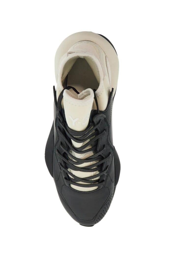 Y-3 Black Fabric And Leather Kaiwa Sneakers For Men