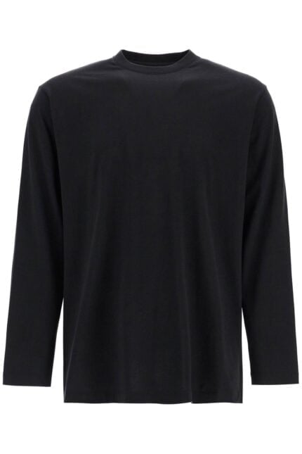 Y-3 Long Sleeve Black Cotton T-shirt With Men's Graphic