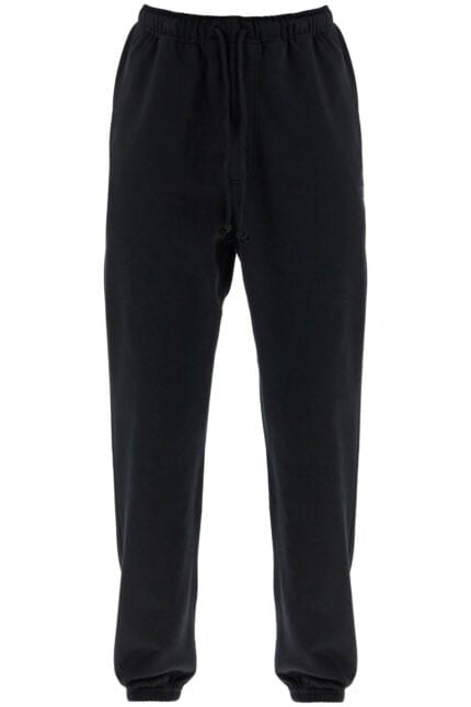 Y-3 Wide Leg High Waist Black Cotton Pants With Adjustable Drawstring