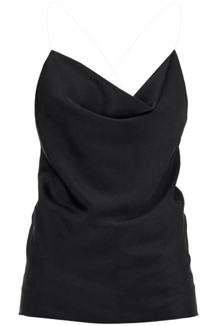 Y PROJECT Satin Top With Draped Neckline And Low