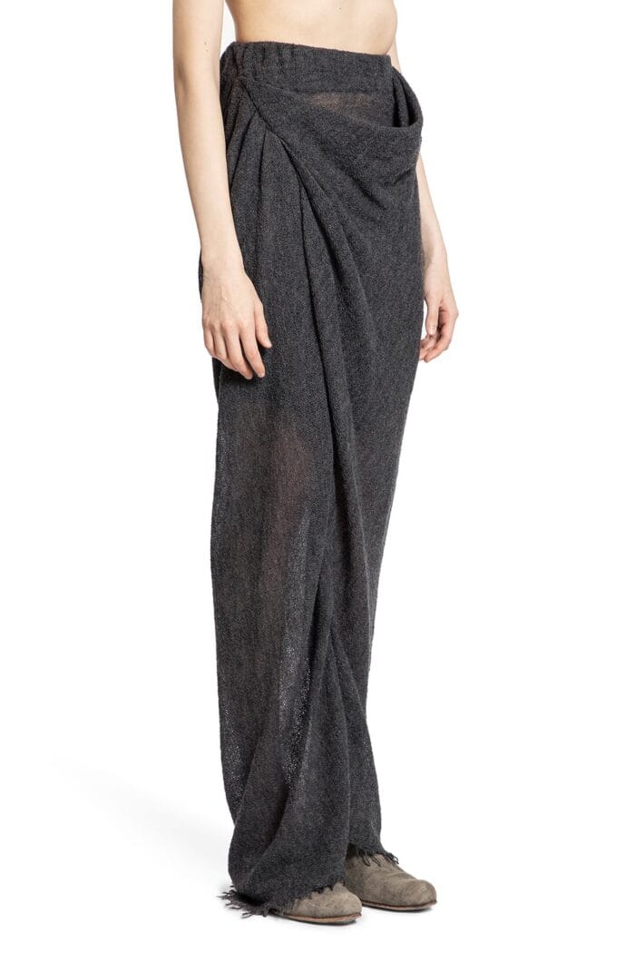 YEHUAFAN Draped Long Wool Skirt