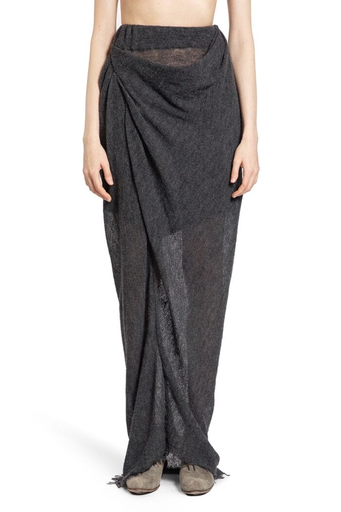 YEHUAFAN Draped Long Wool Skirt