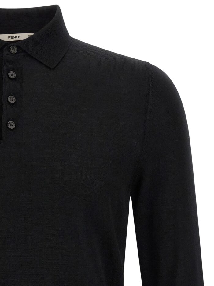 Fendi Yellow Stitching Polo Shirt With Visible Thread