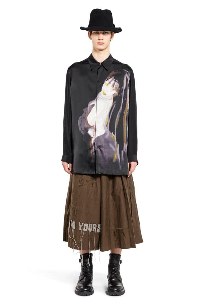 YOHJI YAMAMOTO A-female Design Momme Shirt