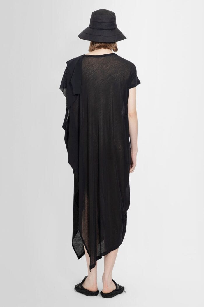 YOHJI YAMAMOTO Gathered Cotton Jersey Gathered Asymmetric Dress