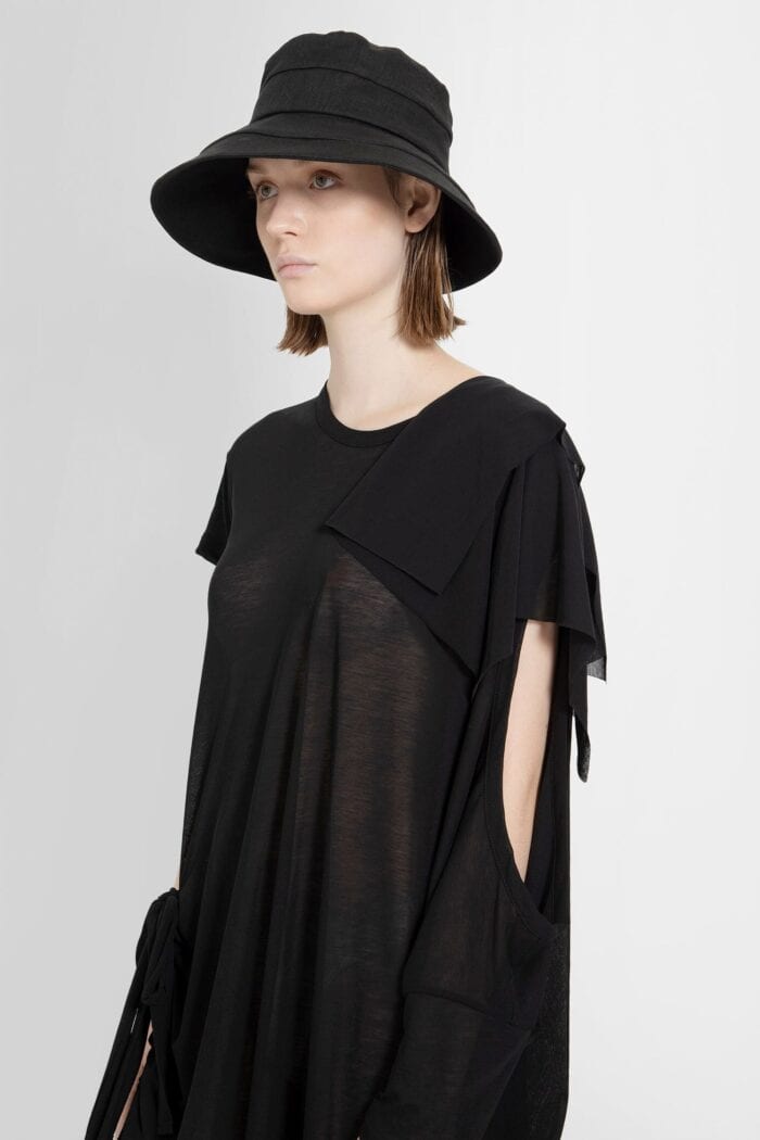 YOHJI YAMAMOTO Gathered Cotton Jersey Gathered Asymmetric Dress