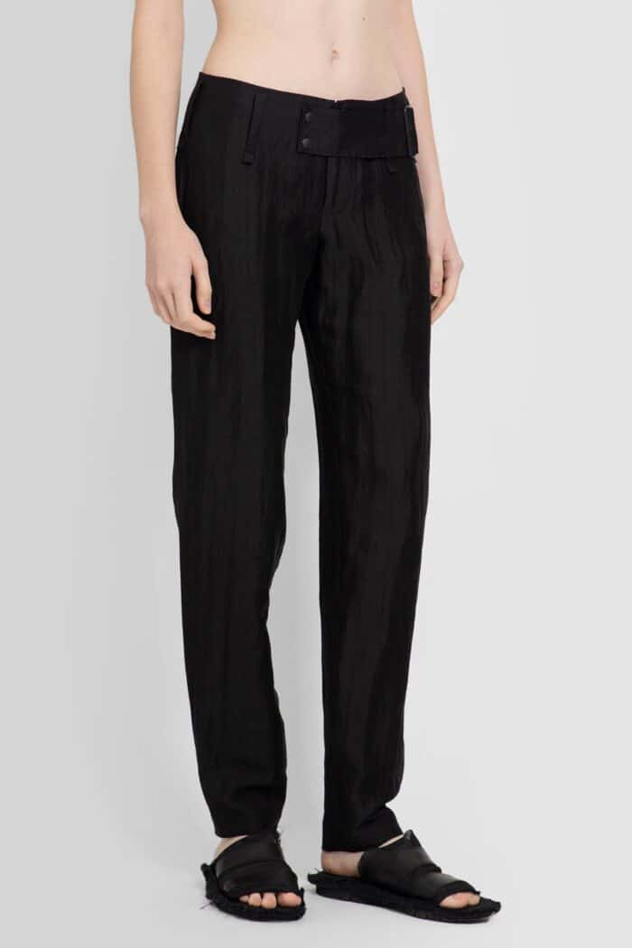 YOHJI YAMAMOTO High Twisted Gabardine Low-rise Belted Pants