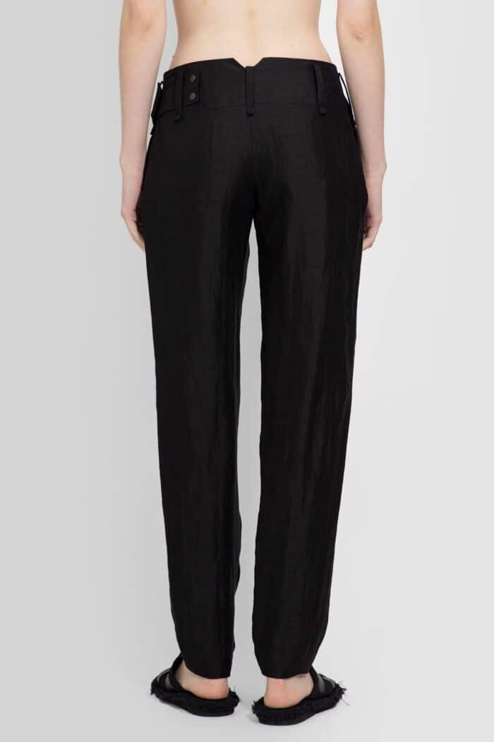 YOHJI YAMAMOTO High Twisted Gabardine Low-rise Belted Pants