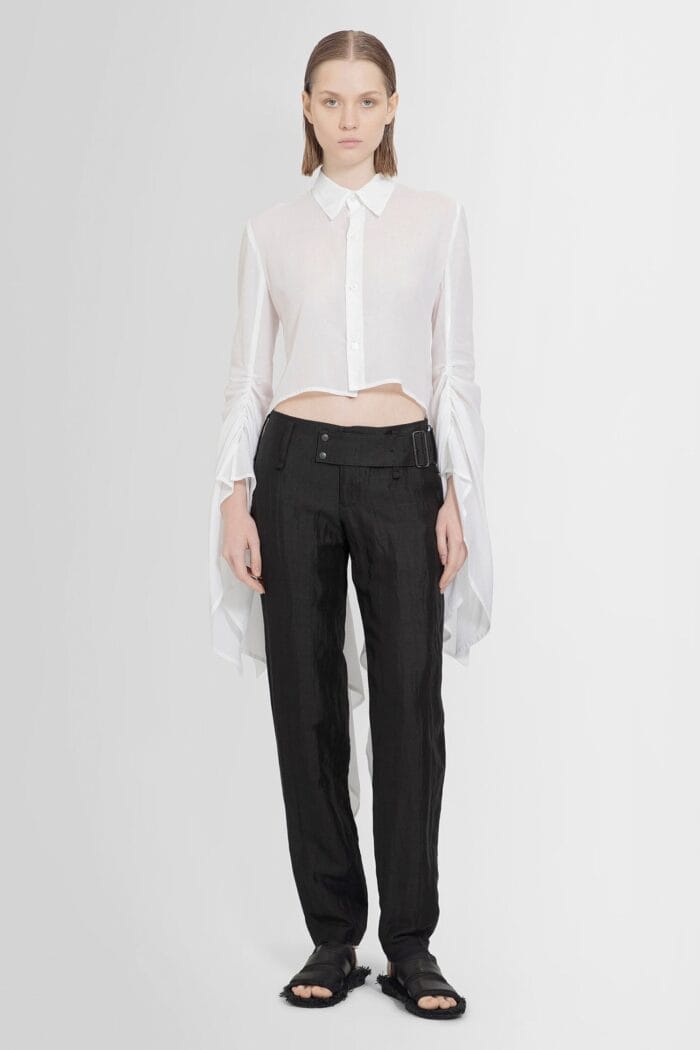 YOHJI YAMAMOTO High Twisted Gabardine Low-rise Belted Pants