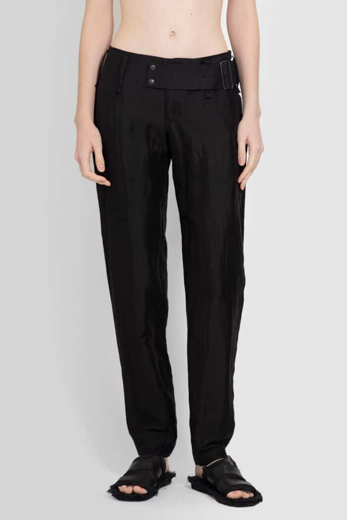 YOHJI YAMAMOTO High Twisted Gabardine Low-rise Belted Pants