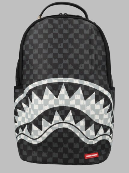 SPRAYGROUND ZAINO "BLACK AND WHITE DRIP CHECK SHARK"