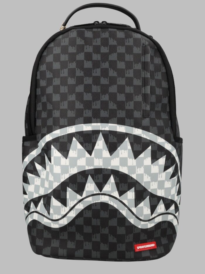 sprayground zaino "black and white drip check shark" SPRAYGROUND ZAINO "BLACK AND WHITE DRIP CHECK SHARK"