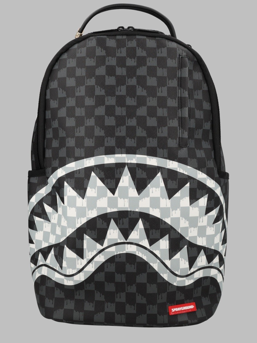 SPRAYGROUND ZAINO "BLACK AND WHITE DRIP CHECK SHARK"