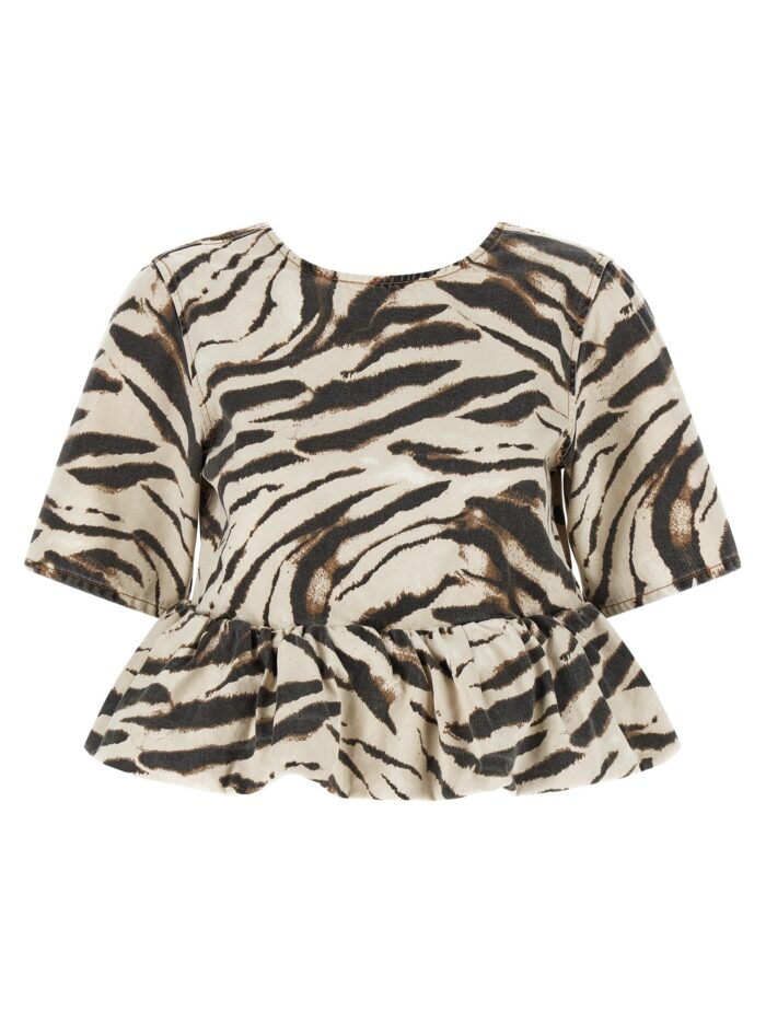 ganni 'zebra denim' top GANNI 'Zebra Denim' Top