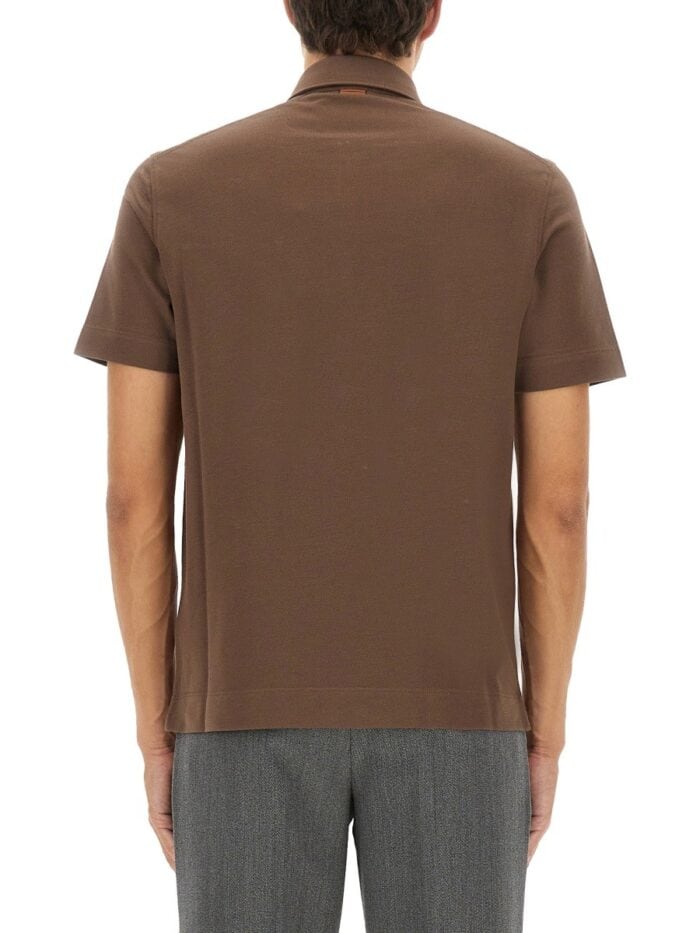 Zegna COTTON POLO SHIRT WITH POCKET