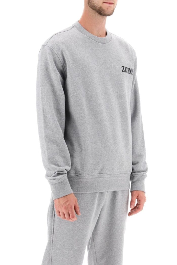 Zegna Crew-neck Sweatshirt With Flocked Logo