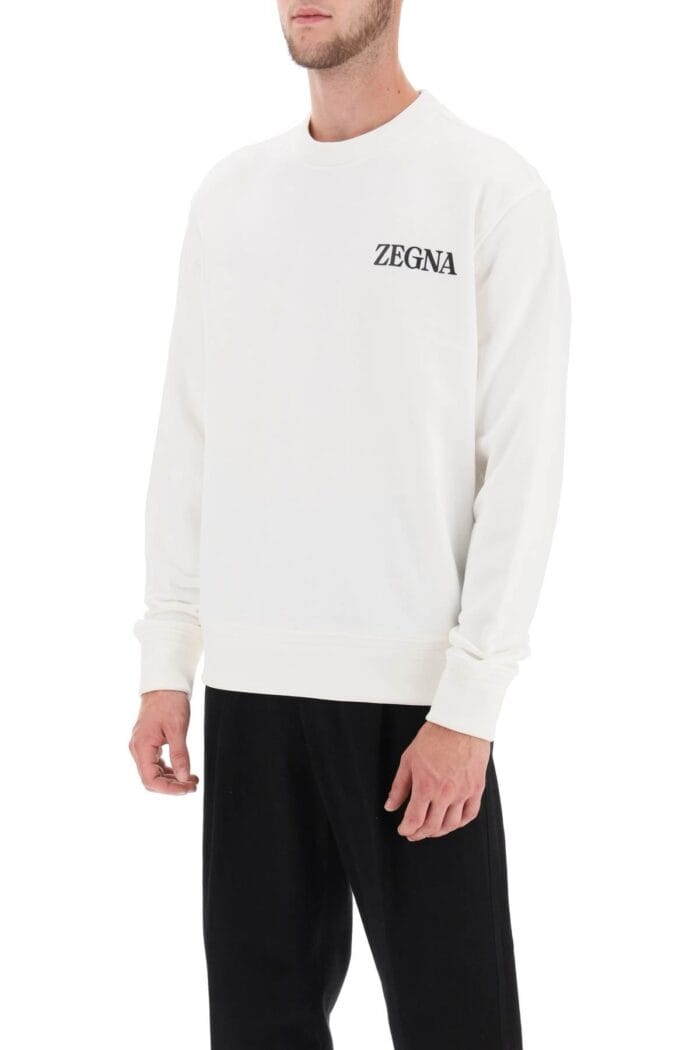 Zegna Crew-neck Sweatshirt With Flocked Logo