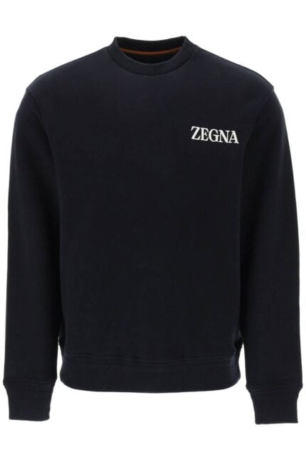 Zegna Crew-neck Sweatshirt With Flocked Logo