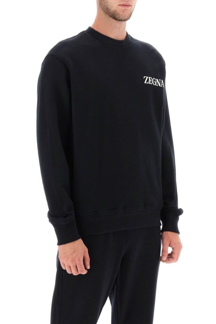 Zegna Crew-neck Sweatshirt With Flocked Logo