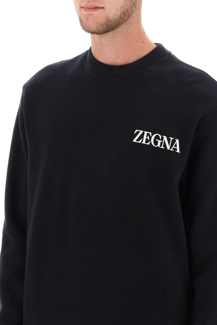 Zegna Crew-neck Sweatshirt With Flocked Logo