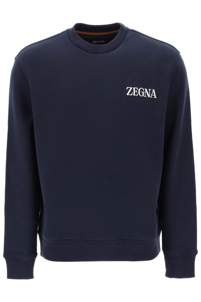 Zegna Crew-neck Sweatshirt With Flocked Logo