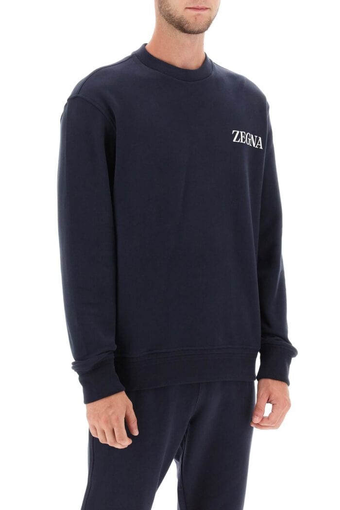 Zegna Crew-neck Sweatshirt With Flocked Logo