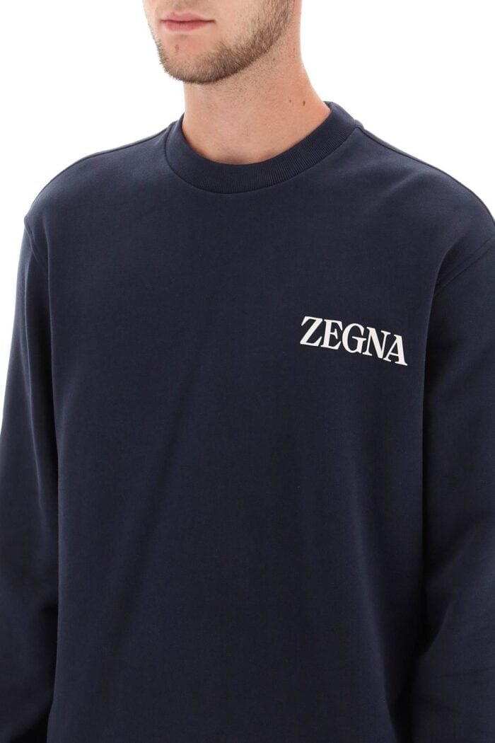 Zegna Crew-neck Sweatshirt With Flocked Logo