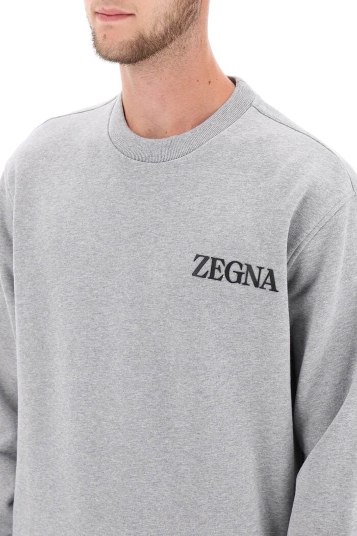 Zegna Crew-neck Sweatshirt With Flocked Logo