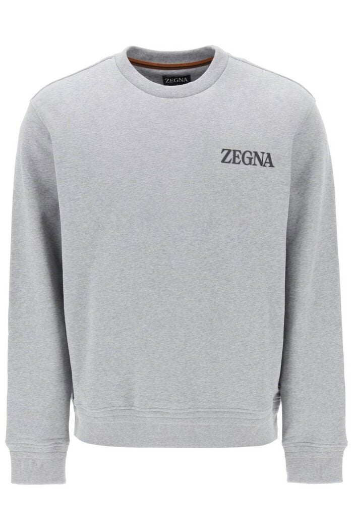 Zegna Crew-neck Sweatshirt With Flocked Logo