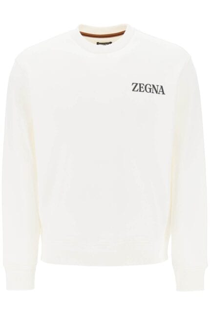 Zegna Crew-neck Sweatshirt With Flocked Logo