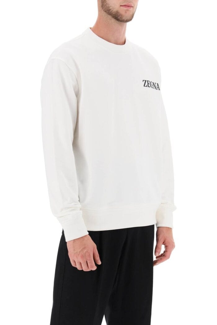 Zegna Crew-neck Sweatshirt With Flocked Logo