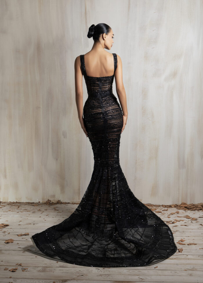 Ziad Nakad Black Fitted Mermaid Gown