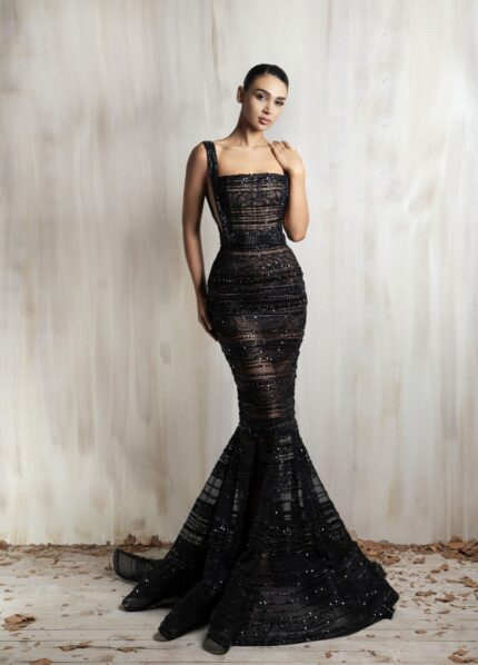 Ziad Nakad Black Fitted Mermaid Gown