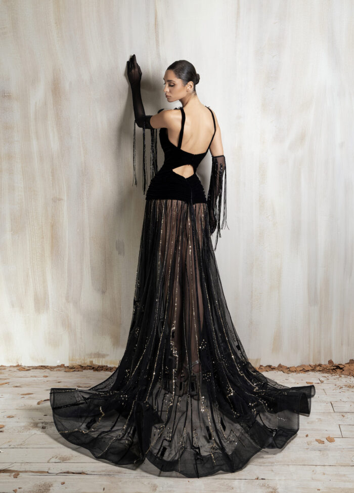 Ziad Nakad Black Halter Gown