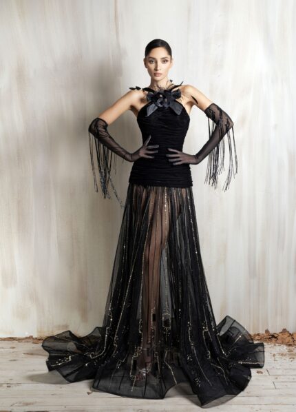 Ziad Nakad Black Halter Gown