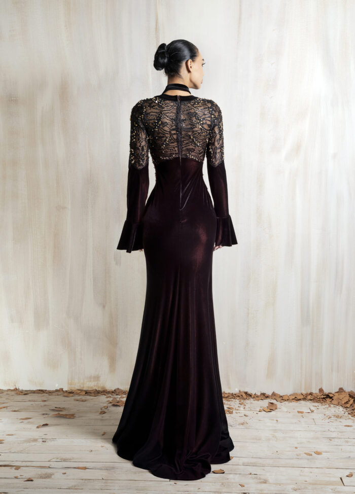 Ziad Nakad Black Long-sleeve Gown