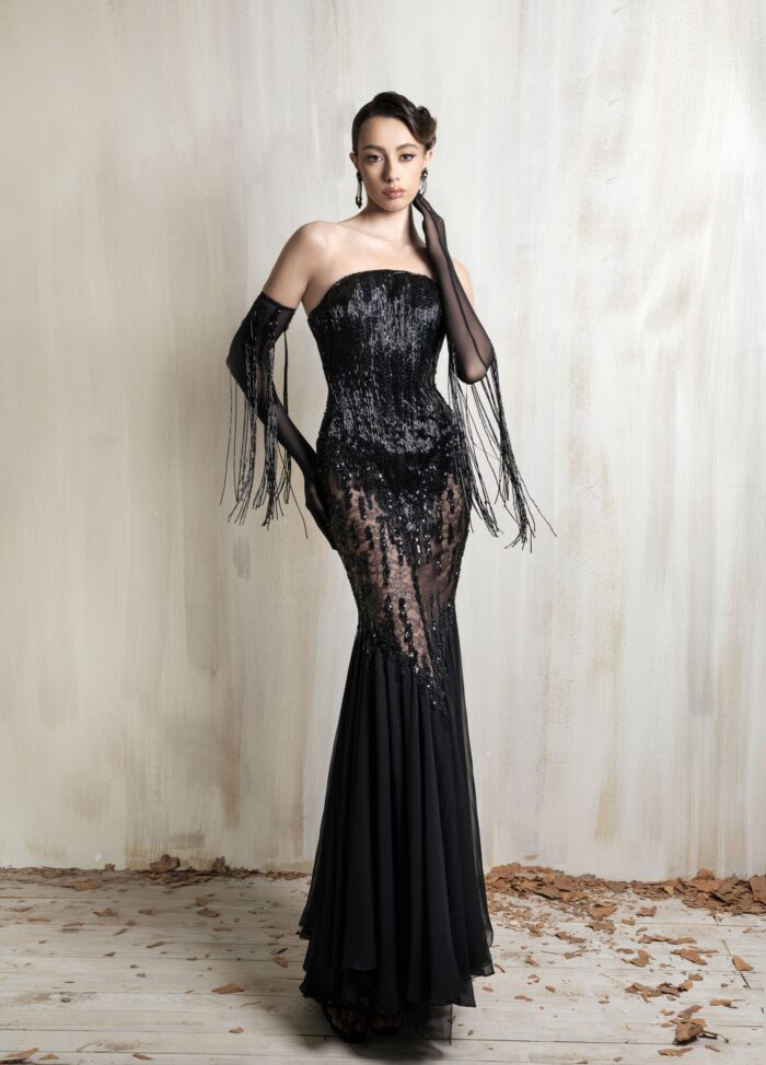 Ziad Nakad Black Strapless Lace Gown Ziad Nakad Black Strapless Lace Gown