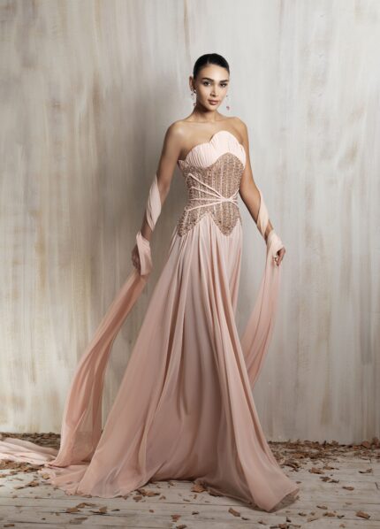 Ziad Nakad Blush Strapless Gown