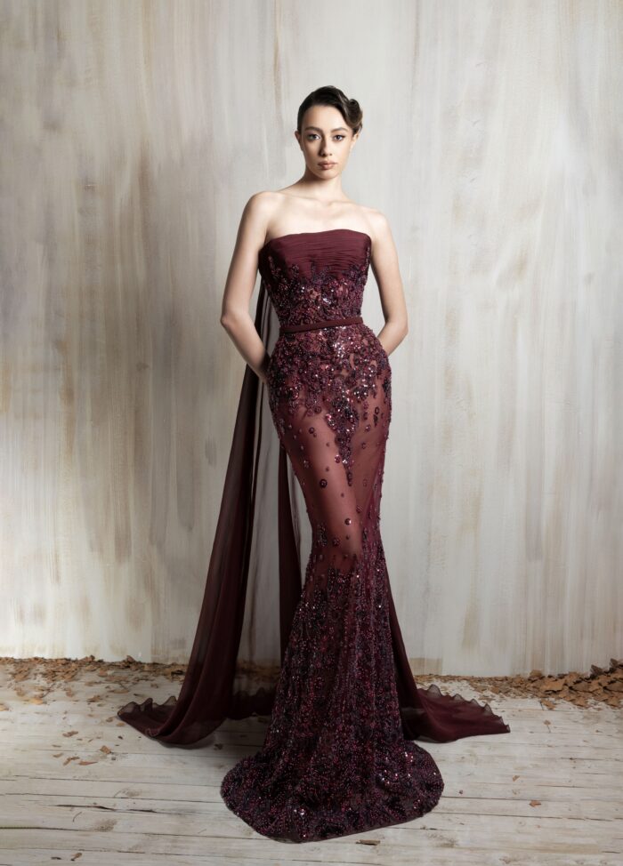 Ziad Nakad Burgundy Strapless Gown Ziad Nakad Burgundy Strapless Gown