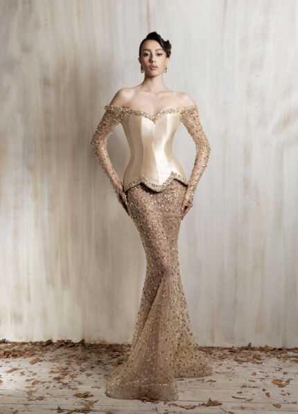 Ziad Nakad Champagne Corset Mermaid Gown