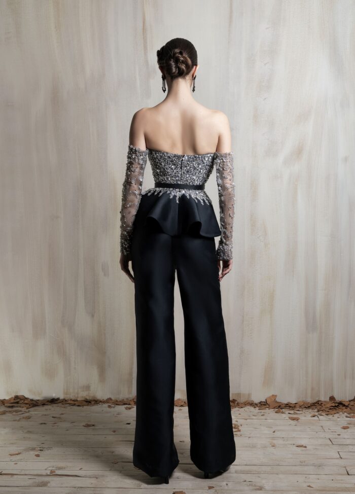 Ziad Nakad Crystal-embellished Bodice & Tailored Trousers