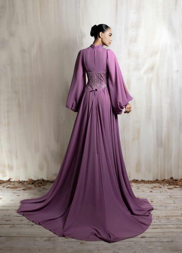 Ziad Nakad Flowing Mauve Gown