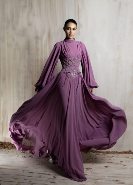 Ziad Nakad Flowing Mauve Gown