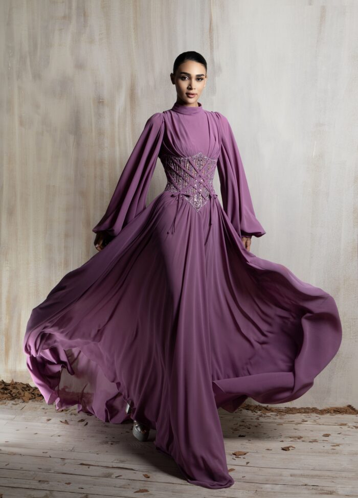 Ziad Nakad Flowing Mauve Gown Ziad Nakad Flowing Mauve Gown