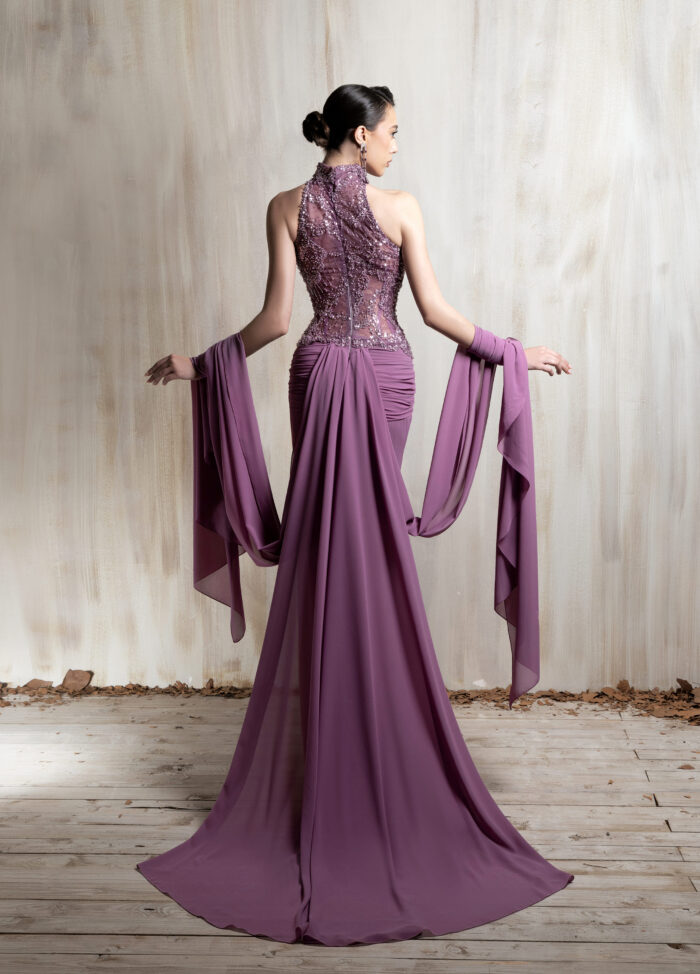 Ziad Nakad Mauve Draped Gown