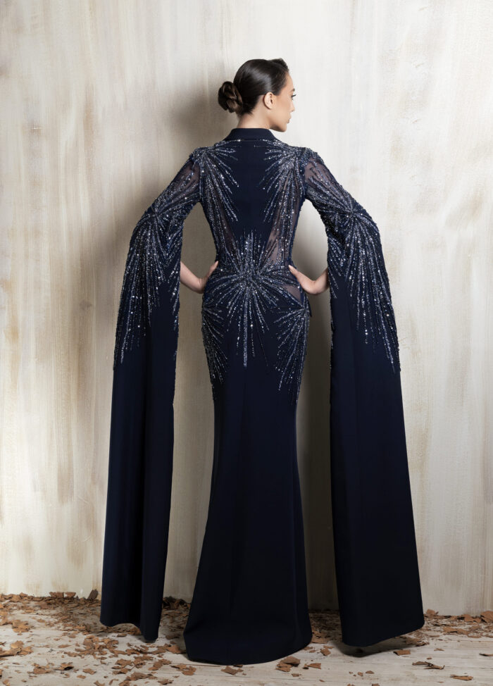 Ziad Nakad Navy Tailored Gown